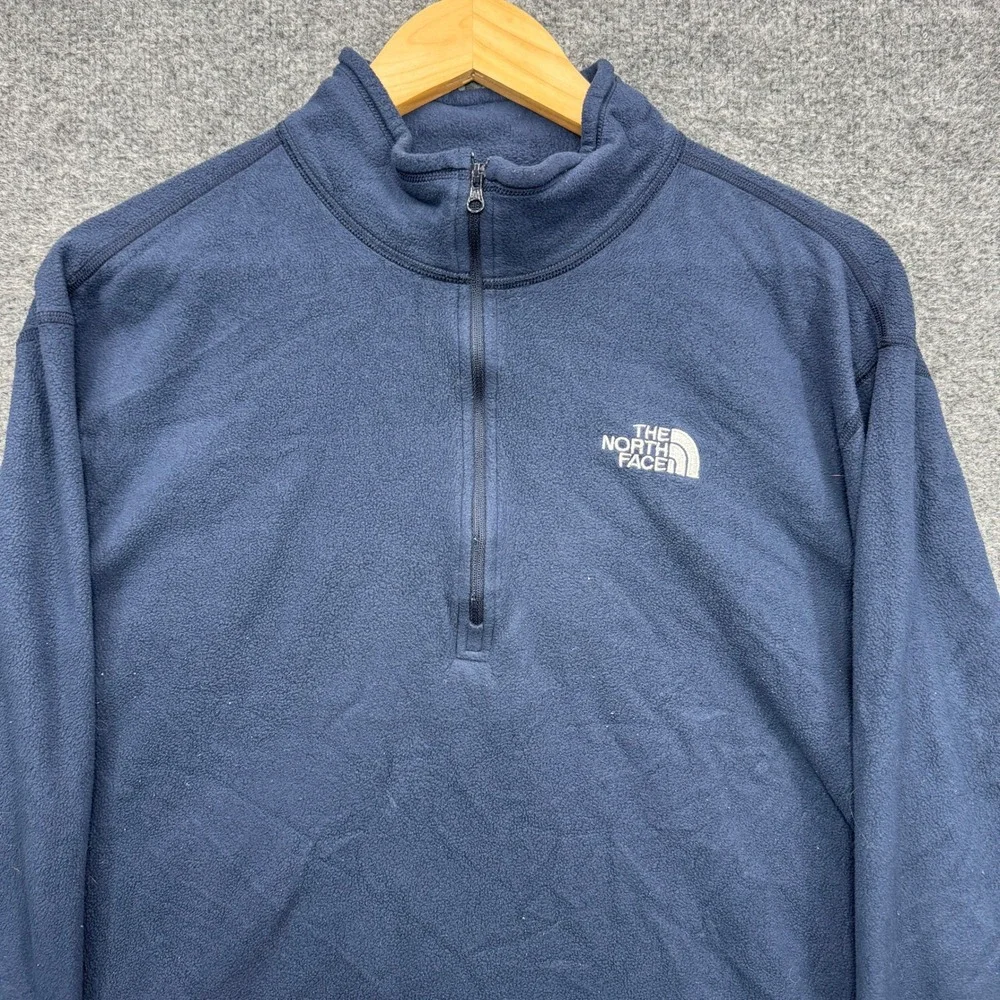 The North Face TKA 100 Quarter Zip Pullover Mens XL Navy Blue Long Sleeve Fleece